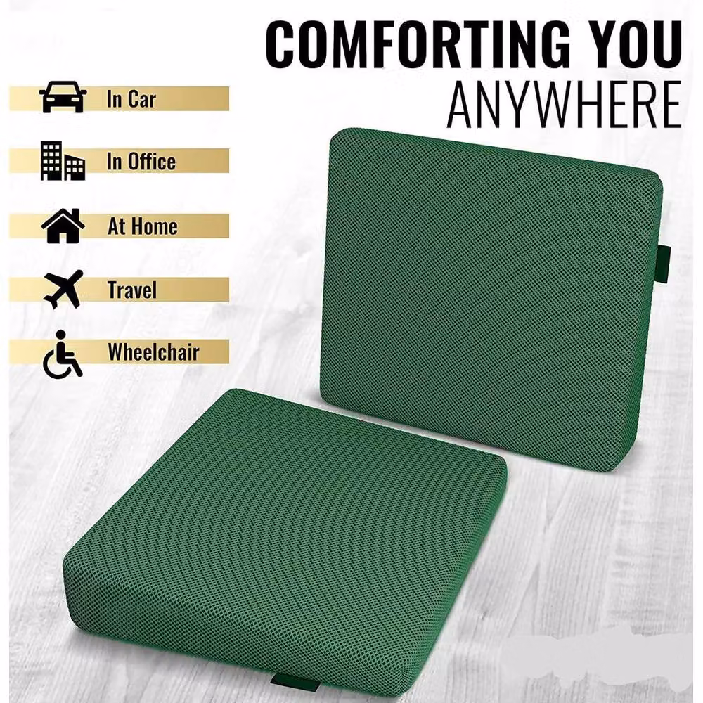 NESTLUNE Green Memory Foam Wedge Lumbar Seat and Back Support Cushion, W: 100 cm, L: 190 cm – 4