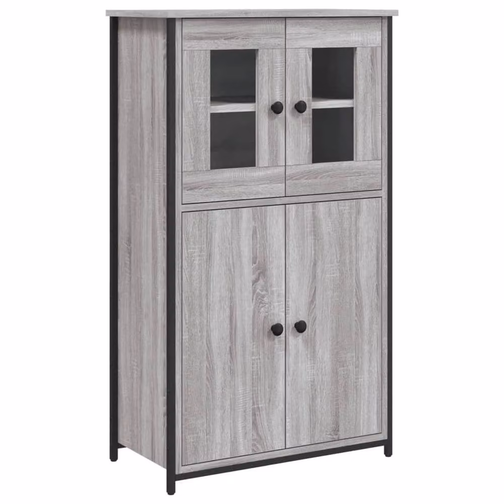 Berkfield Home Grey Sonoma Highboard with Glass Doors, W/D/H: 62 x 32 x 106.5 cm – 3