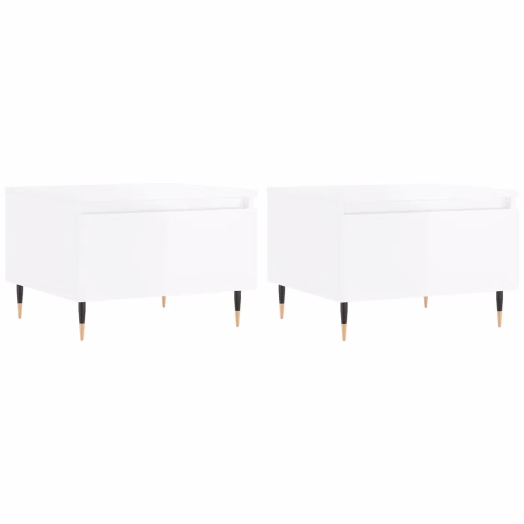 Berkfield Home Set of 2 Modern High Gloss White Nested Coffee Tables, W/D/H: 50 x 46 x 35 cm