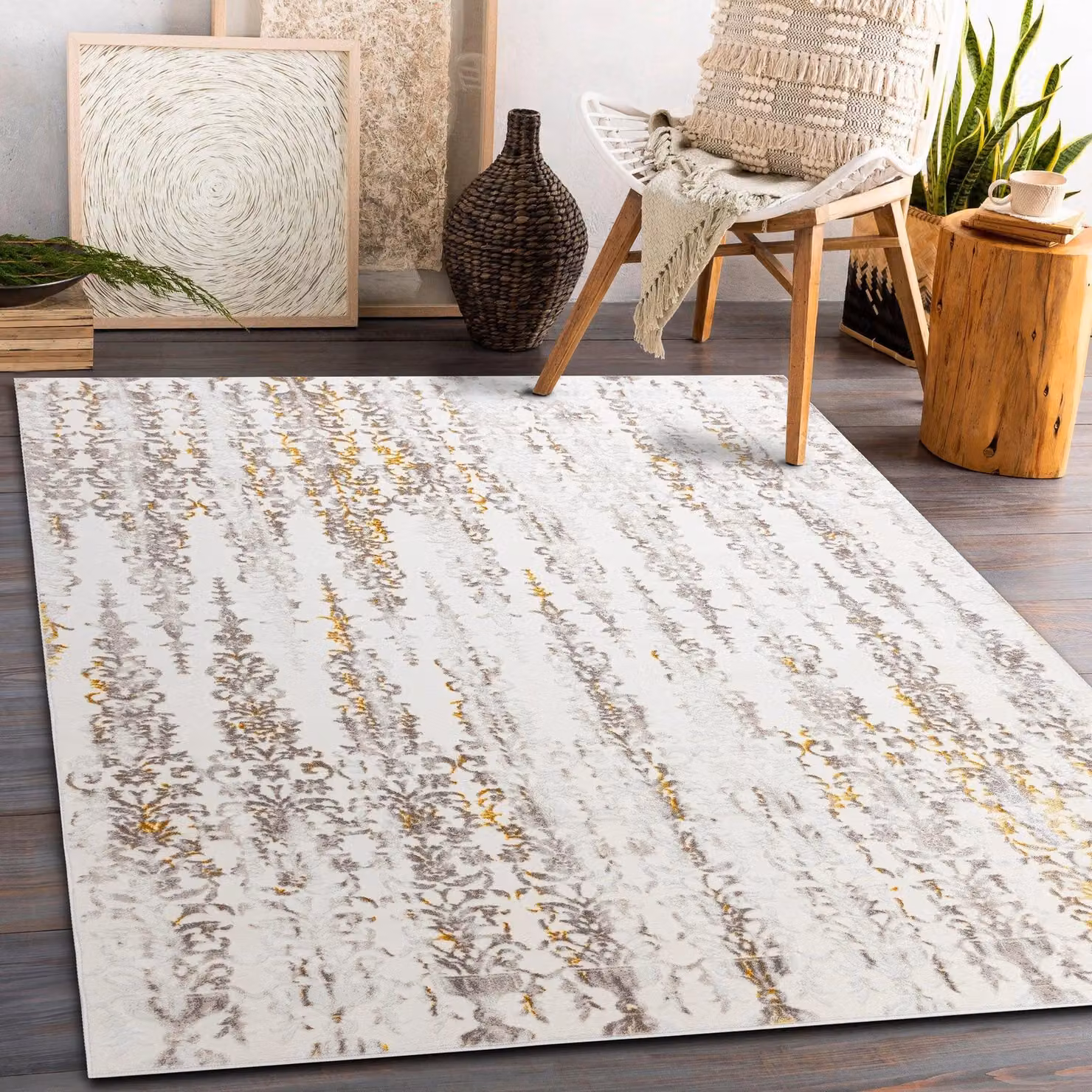 RugsX Core Abstract Modern Rug in Beige, W: 120 cm x L: 170 cm – 2