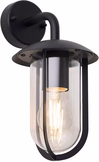 First Choice Lighting Bronty Black Outdoor Wall Light with Transparent Glass – 1