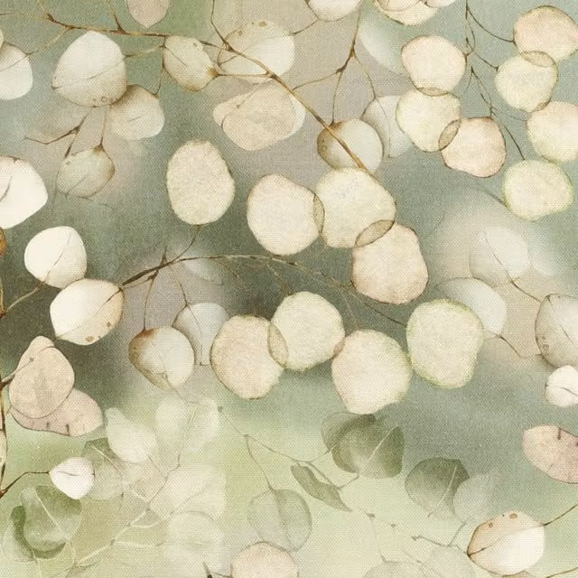 Ante Decor Lunaria Fabric Earth Green Floral Cotton
