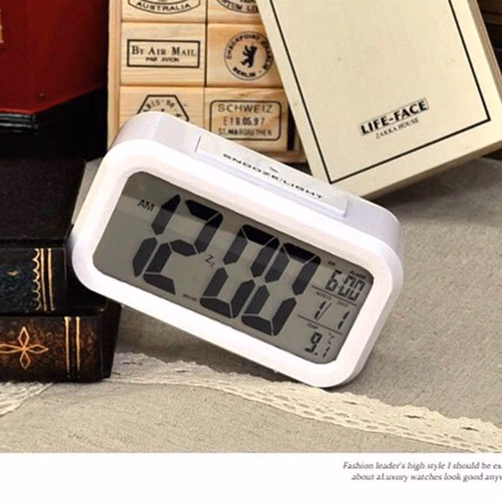 KORVIXA Digital Bedside Alarm Clock with Snooze in White – 4