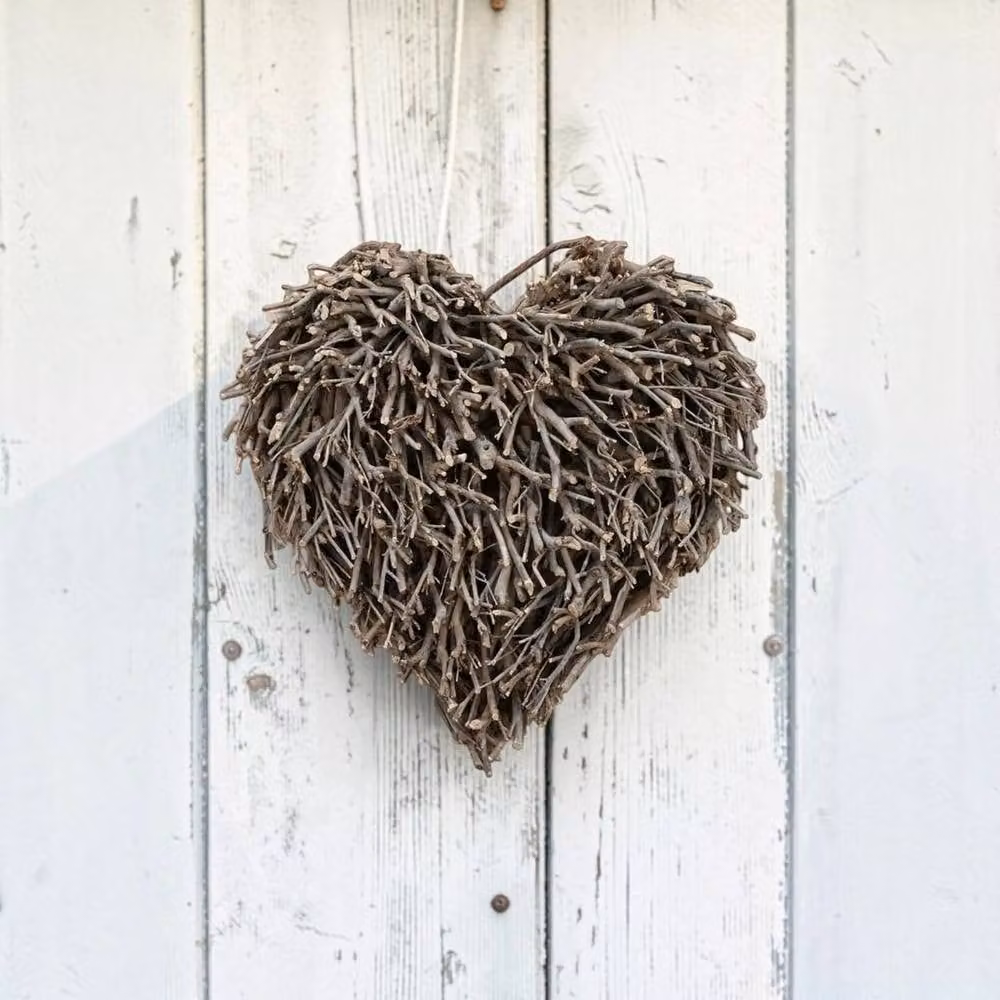 Four Candle Natural Tea Branch Heart Wall Decoration, Brown, 45 cm – 2