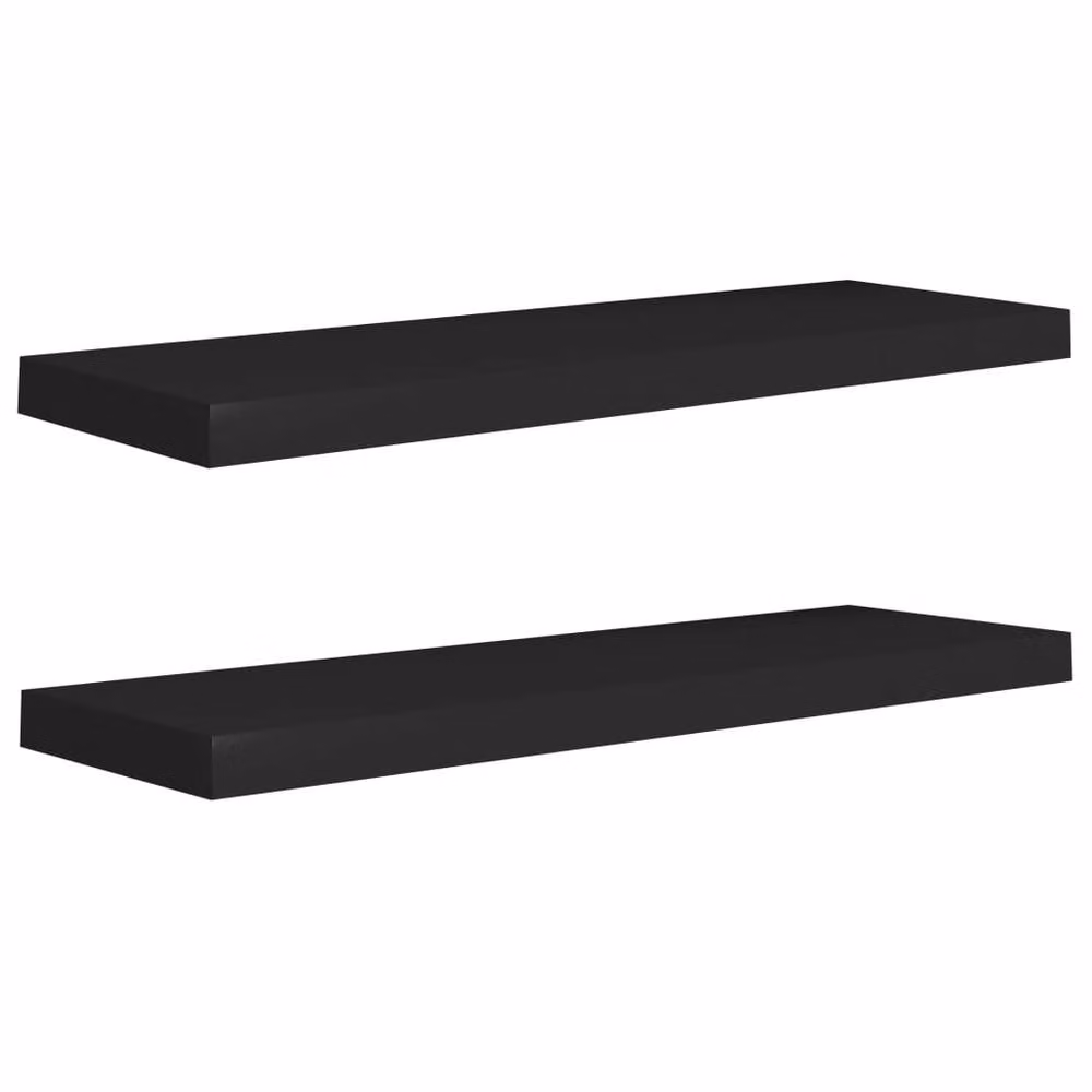 Berkfield Home Durable Floating Wall Shelves, 2 Pack, Black, W: 80 cm, D: 23.5 cm, H: 3.8 cm – 3