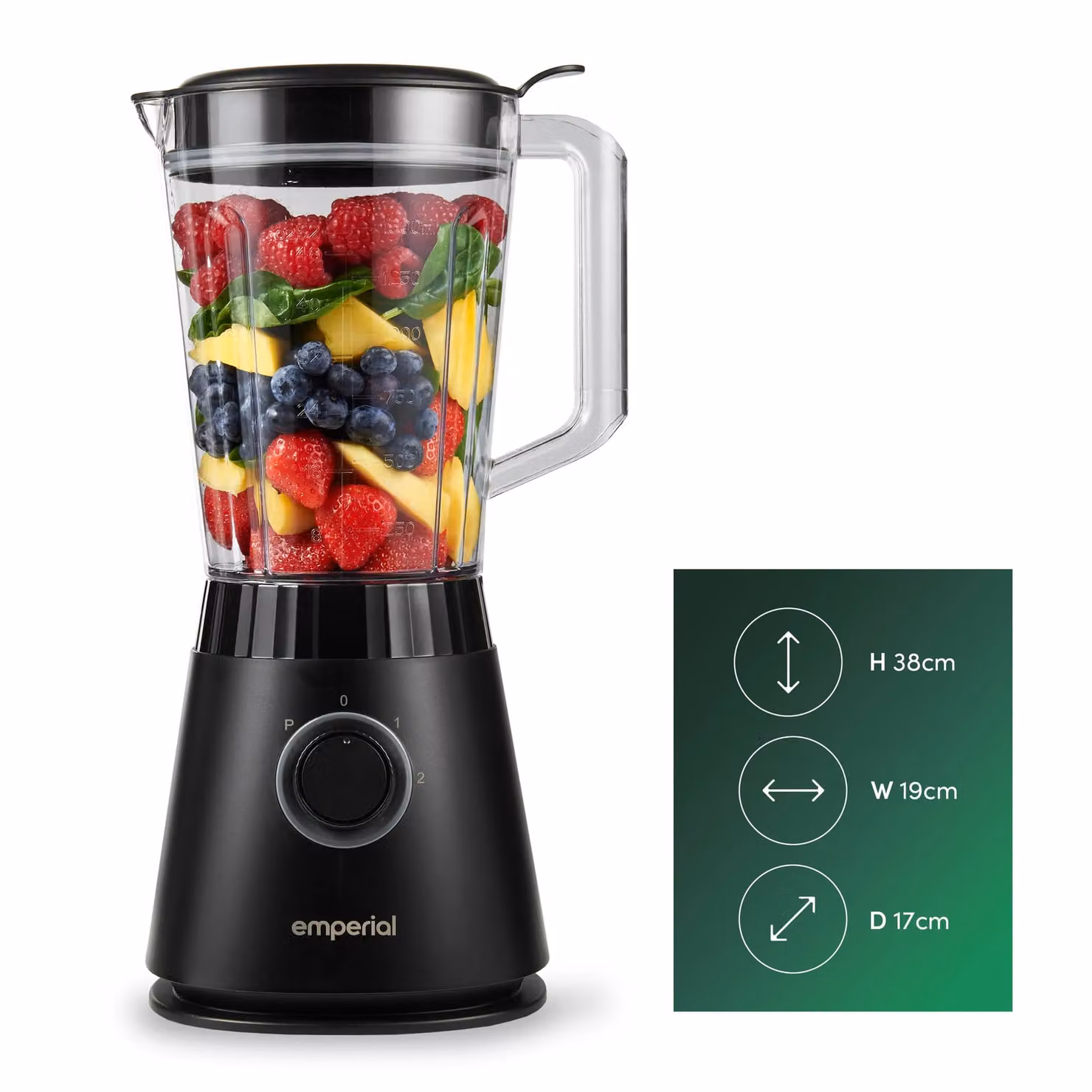 Emperial 600W Smoothie Maker and Ice Crusher with 1.5L Jug, 2 Speeds and Pulse Function in Black – 9