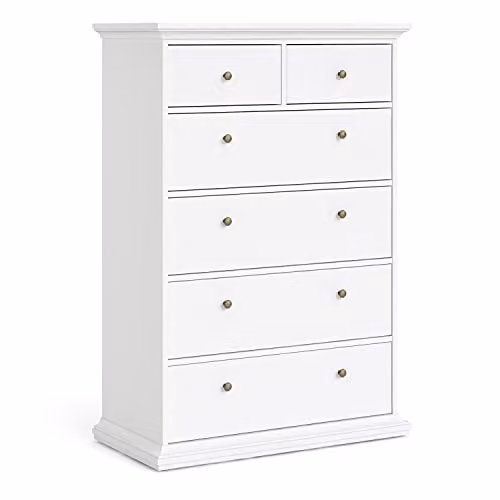 Furniture To Go Paris Classic Chest of 6 Drawers in White, W/D/H: 96.2 x 46.7 x 139.5 cm – 2