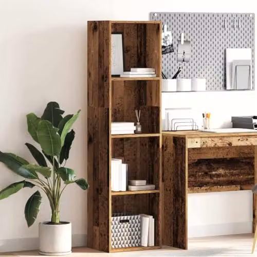 vidaXL Rustic Old Wood Bookcase in Brown, W/D/H: 40 x 30 x 152 cm – 2