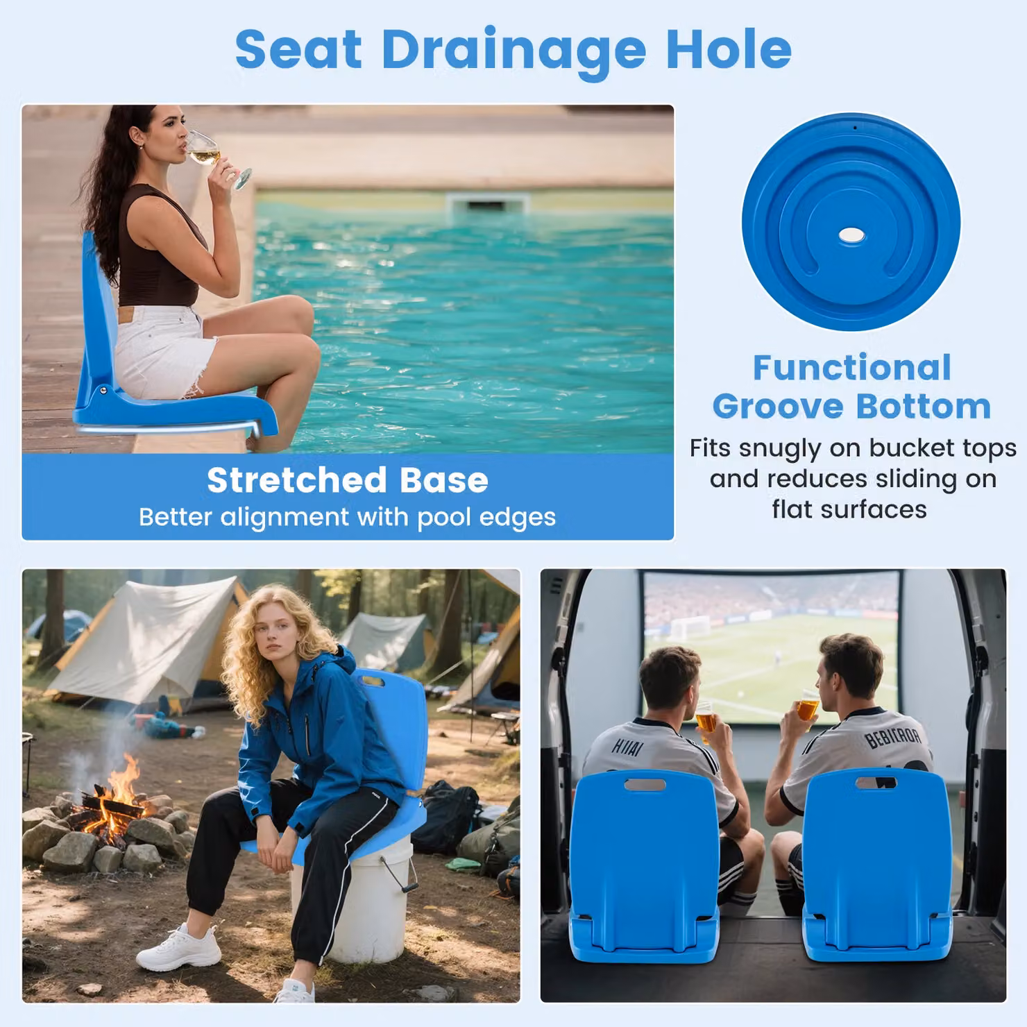 Costway Foldable Blue Plastic Outdoor Poolside Chair – 7