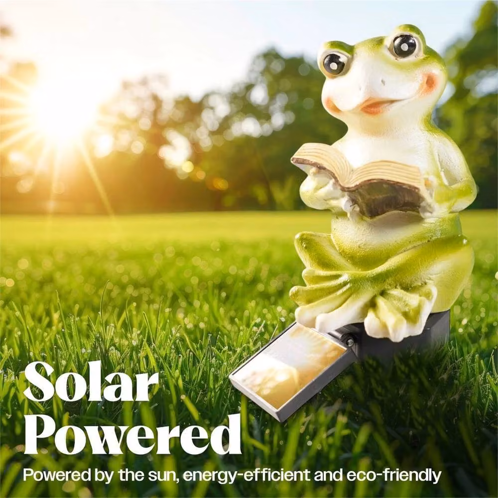 NESTLUNE LED Solar Frog Garden Stake Light, Green, H 100 cm x W 15 cm – 5