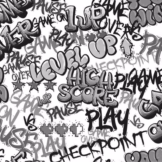 I Love Wallpaper Graffiti Gamer Abstract Wallpaper in Black and Monochrome