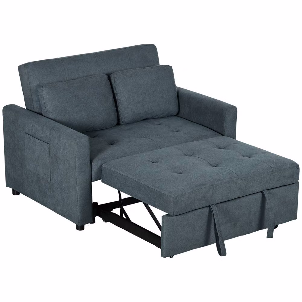 STILVORA 2 Seater Grey Velvet Click Clack Sofa Bed with Solid Wood Frame and Removable Covers – 3