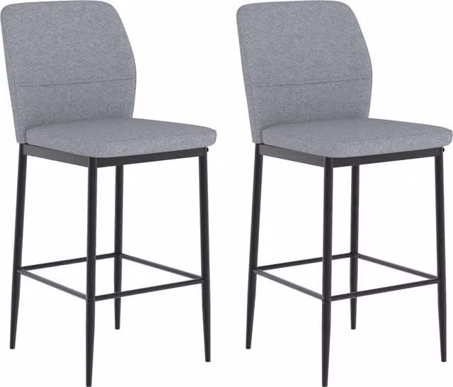 HOMCOM Set of 2 Modern Grey Velvet Bar Stools with Footrest and Backrest