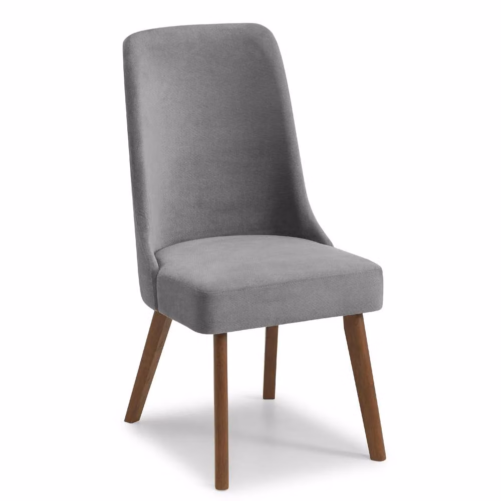 Cheshire Langford Set of 2 Premium Velvet Dining Chairs in Grey with Walnut Wood Frame – 2