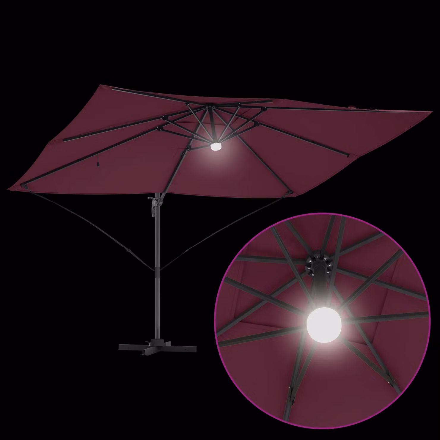 Berkfield Home Cantilever Umbrella in Bordeaux Red Metal and Fabric – 5