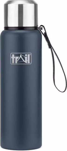 Trail Stainless Steel Vacuum Flask with Strap in Dark Grey, 600 ml – 1