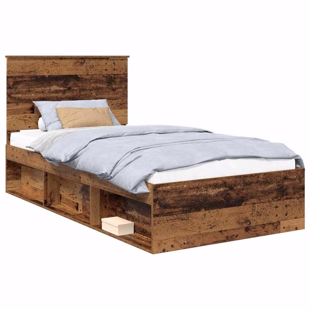 Berkfield Home Modern Bed Frame with Headboard in Brown Pine Wood, W/D/H: 100 x 200 cm – 2