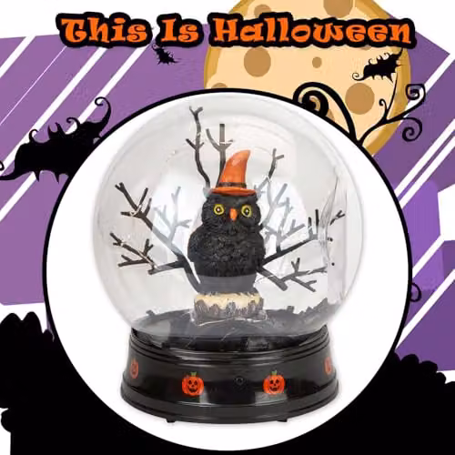 VFM e-Store Halloween Globe Light Up Trinket Decoration, Black, W: 21 cm, D: 17 cm, H: 2.54 cm – 7