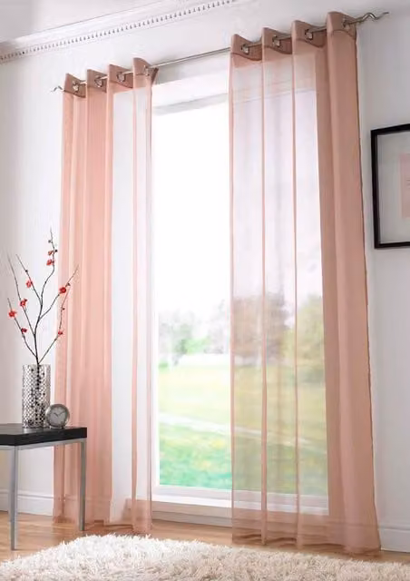 Terrys Plain Single Voile Curtain in Coffee Brown