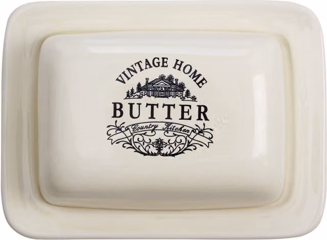 Orsina Vintage Home Ceramic Butter Dish in White, Black or Beige