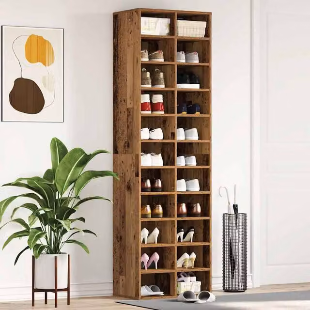 Berkfield Home Rustic Shoe Cabinet in Brown, W/D/H: 54 x 34 x 183 cm – 1