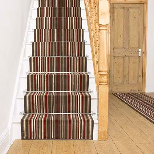 runrug Soft and Comfortable Stair Runner in Red Strike, W: 70 cm, L: 660 cm – 2
