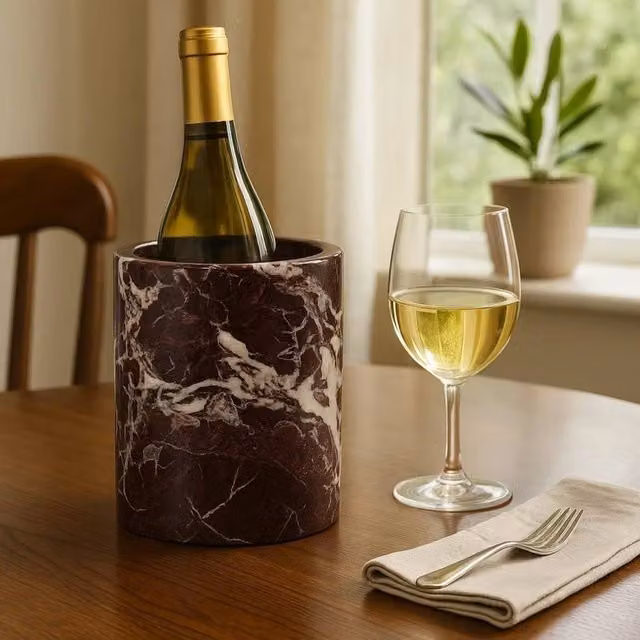 Orsina Red Marble Wine Cooler and Outdoor Ice Bucket