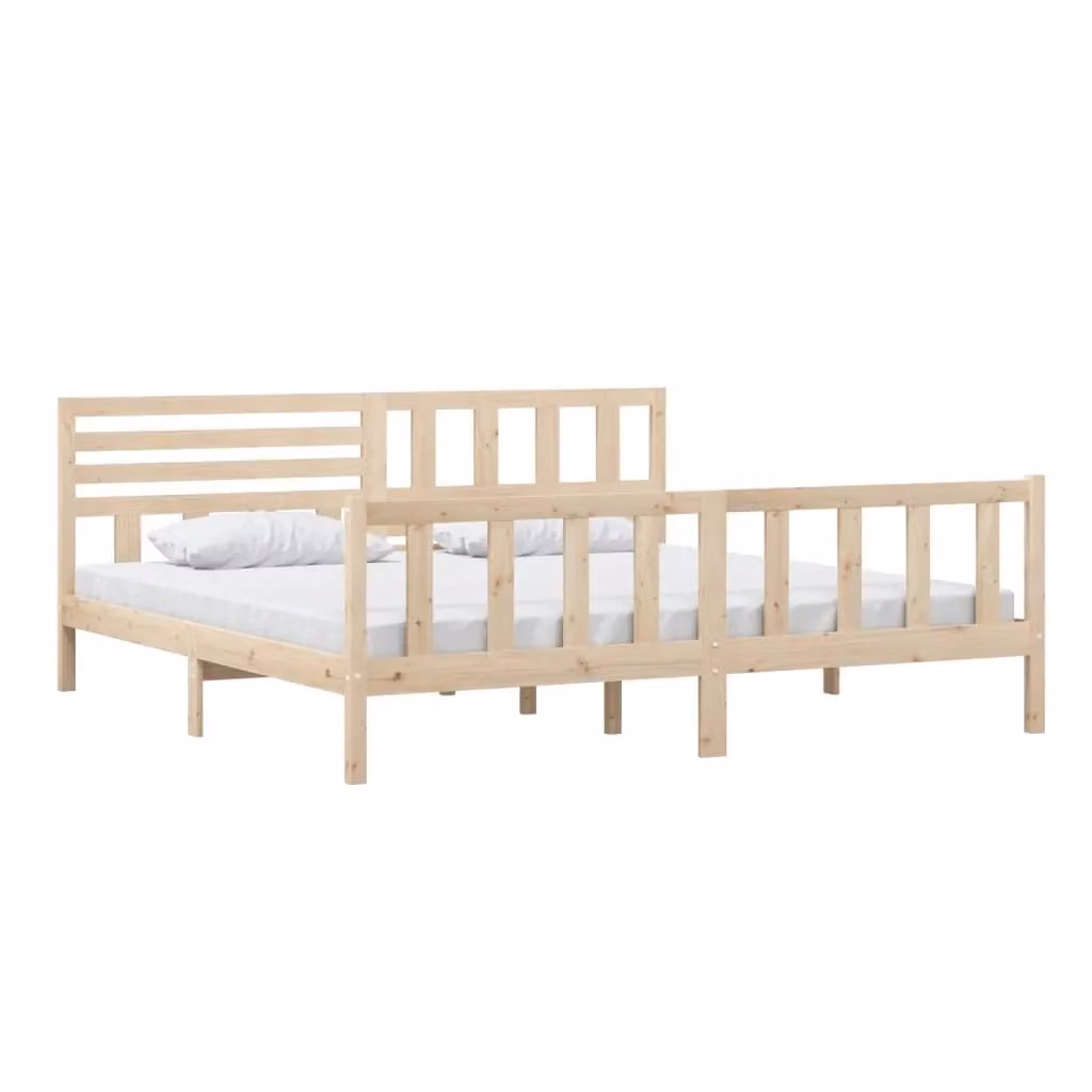 Berkfield Home Rustic Solid Pine Bed Frame, Brown, W/D/H: 200 x 200 cm