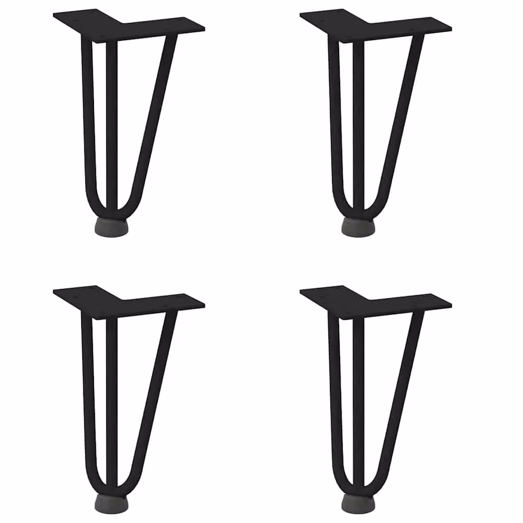 Berkfield Home Black Powder-Coated Solid Steel Hairpin Table Legs, 4 Pieces, Height: 20 cm – 2
