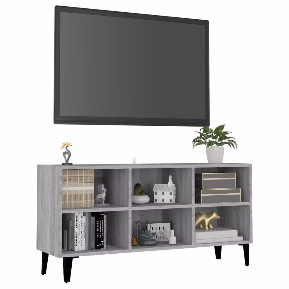 Berkfield Home Modern TV Cabinet with Metal Legs in Grey Sonoma, W: 103.5 cm, D: 30 cm, H: 50 cm – 3