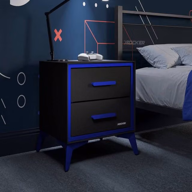 X Rocker Modern Freestanding Bedside Table in Black, Blue or Red