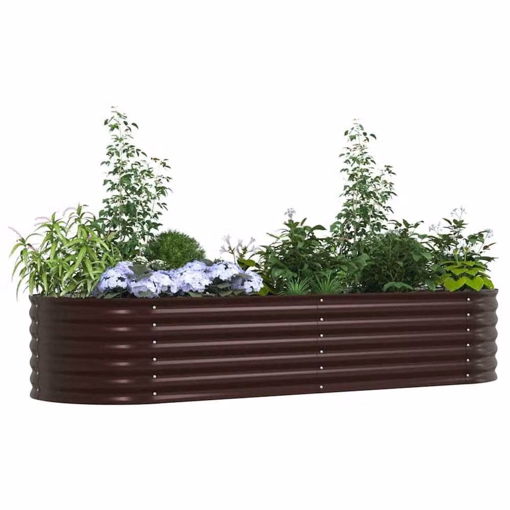 Berkfield Home Garden Brown Galvanised Steel Raised Bed W/D/H: 240 x 80 x 44 cm – 3