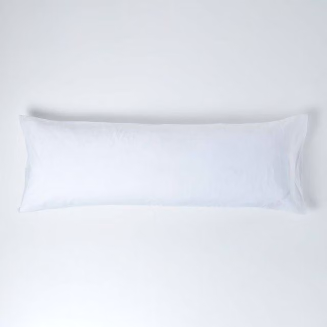 Homescapes White Linen and Combed Cotton Pillowcase