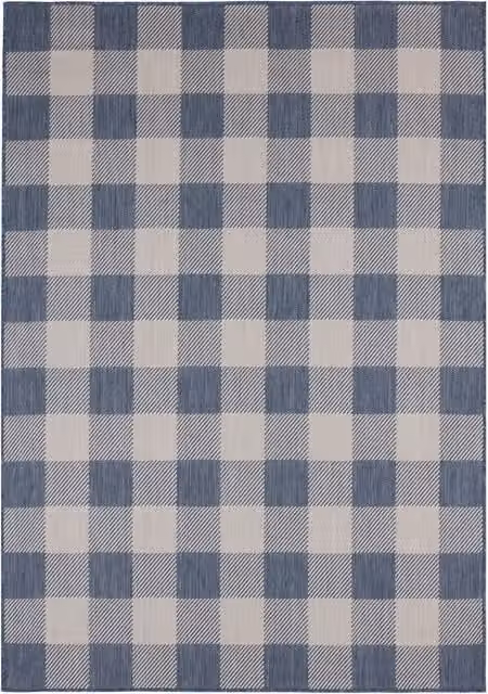 The Rugs Ecology Collection Checkered Outdoor Rug in Blue, 160 cm