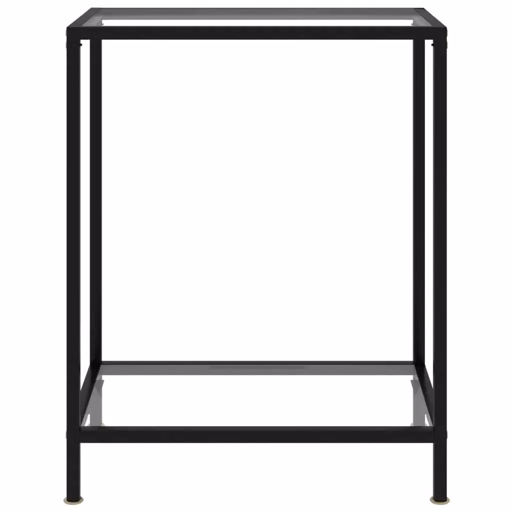 Berkfield Home Modern Rectangular Console Table in Clear Tempered Glass and Black Metal, W/D/H: 60 x 35 x 75 cm – 2
