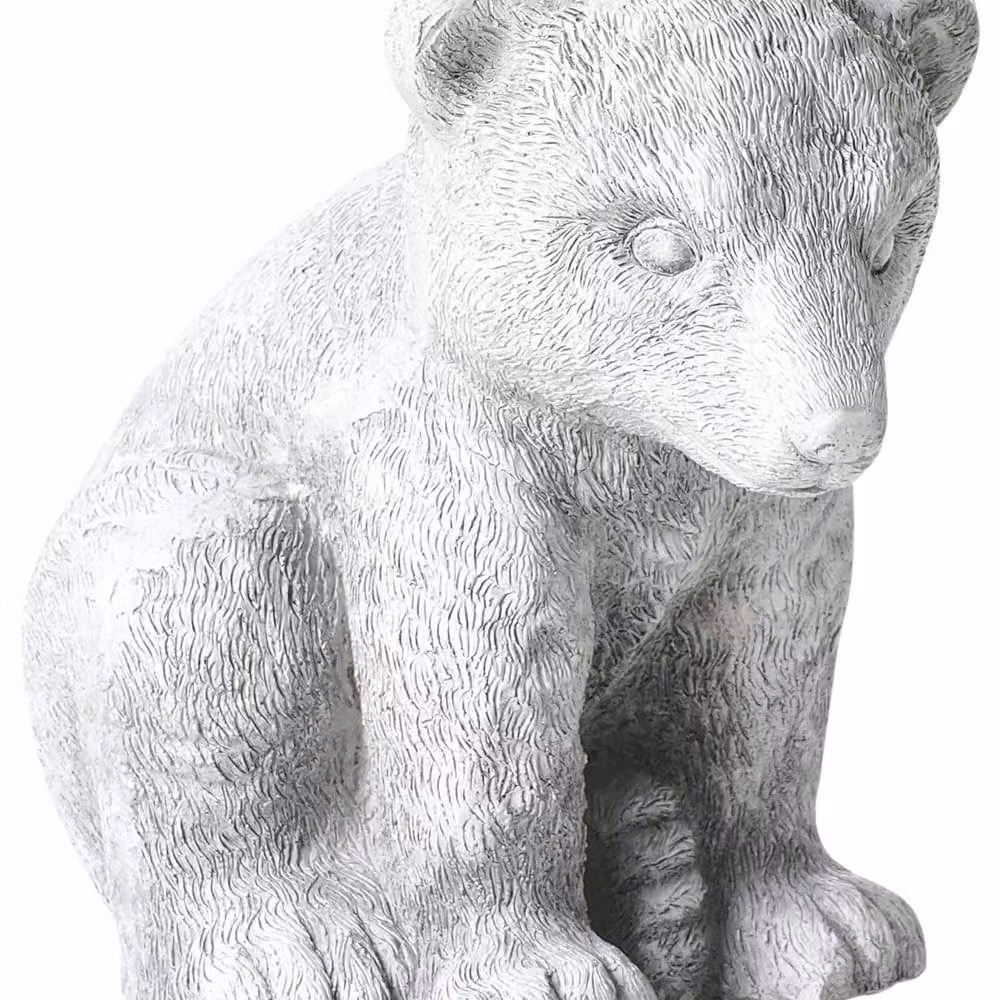 Wyld and Coco Grey Bear Figurine, Handmade Magnesium Oxide Ceramic Tabletop Ornament, Height: 36 cm – 2