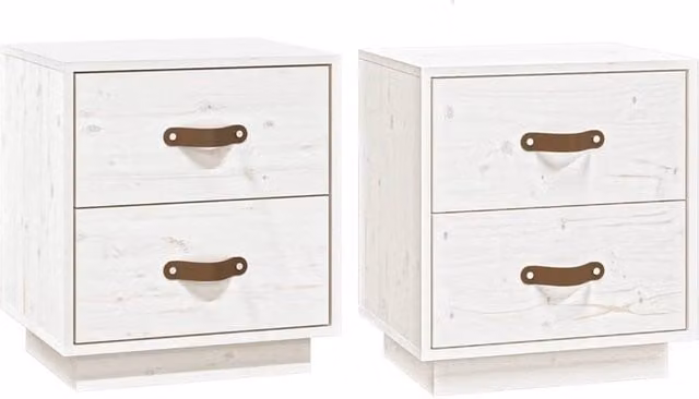 Berkfield Home Set of 2 White Solid Wood Pine Bedside Cabinets, W/D/H: 40 x 34 x 45 cm – 1