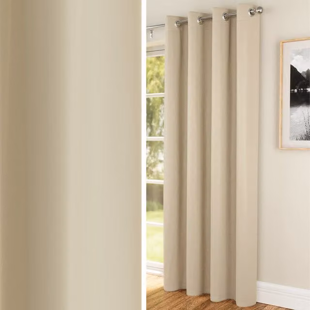 Enhanced Living Thermal Eyelet Single Door Curtain in Beige/Brown