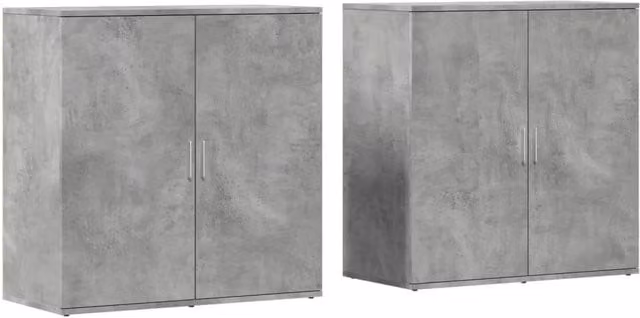 Berkfield Home Set of 2 Modern Abstract Sideboards in Concrete Grey, W/D/H: 79 x 38 x 80 cm – 1