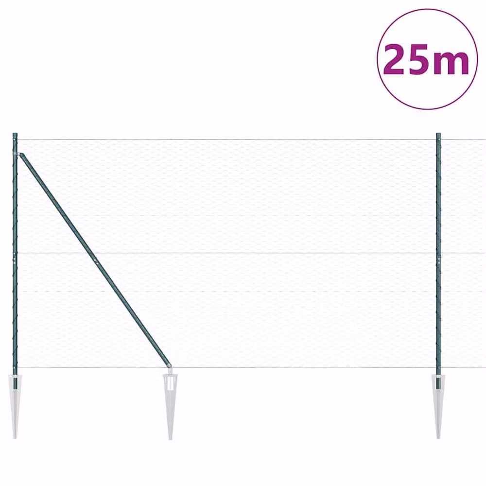 Berkfield Home Green Powder-Coated Steel Hexagon Fence, H: 160 cm x W: 25 m – 2