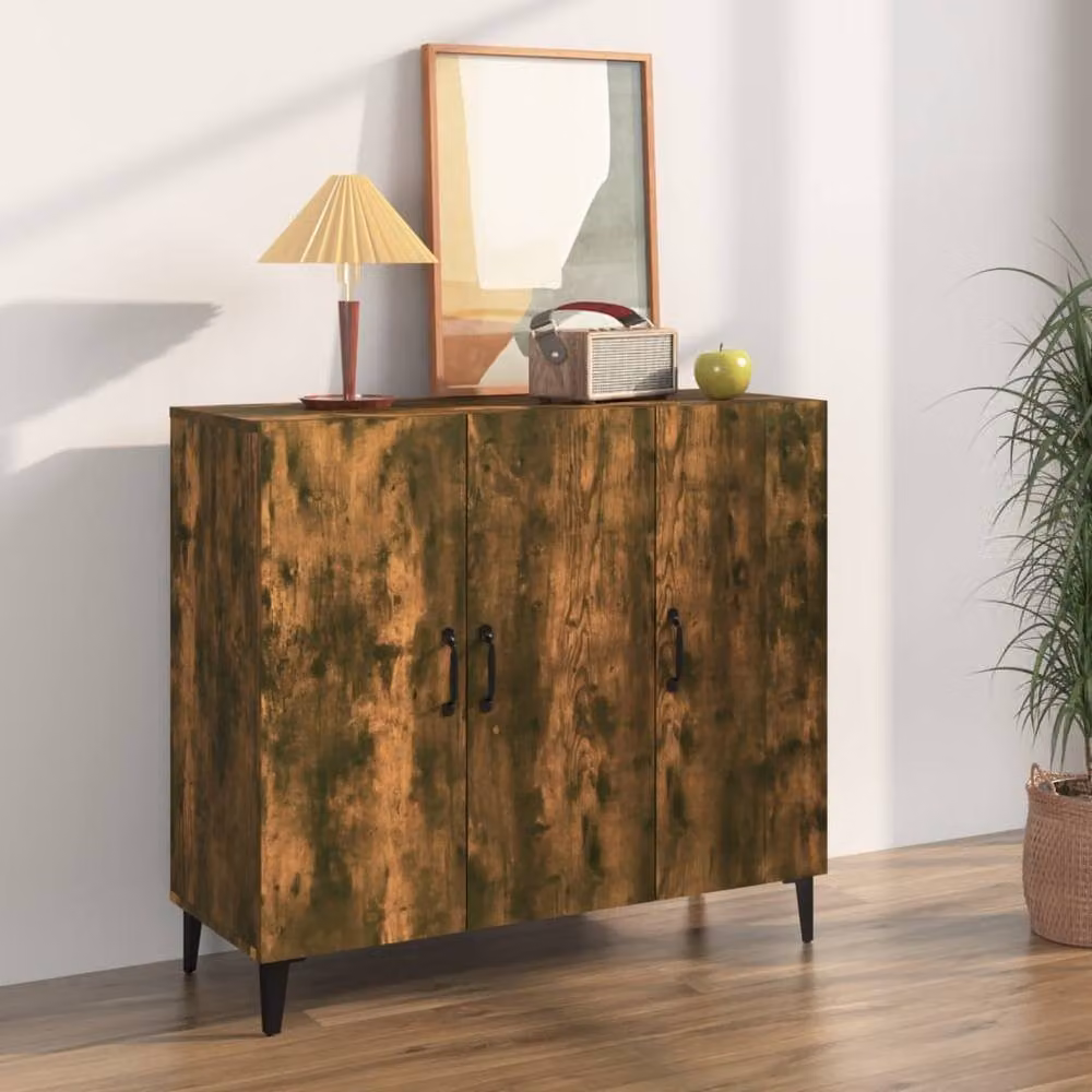 Berkfield Home Smoked Oak Sideboard in Brown, W/D/H: 90 x 34 x 80 cm – 2
