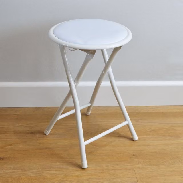 Harbour Housewares Padded Folding Stool in White