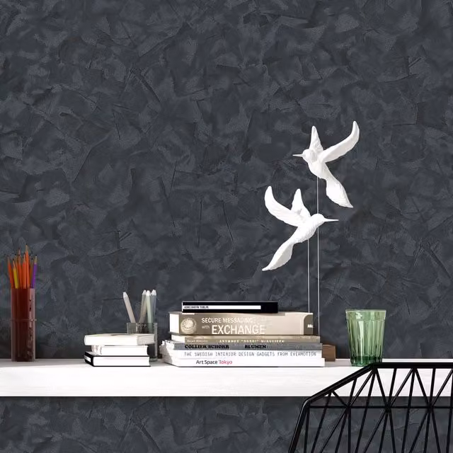 Erismann Black Abstract Crushed Silk Vinyl Non-Woven Wallpaper Roll