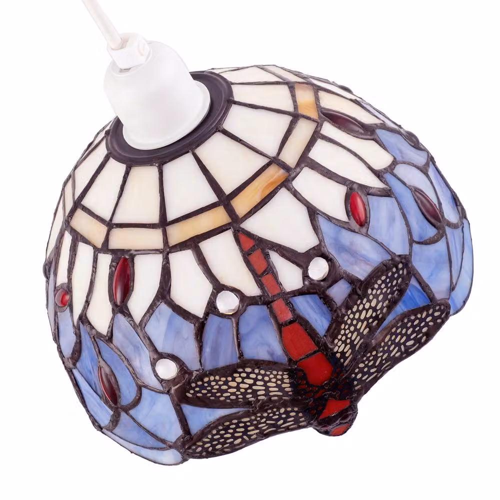 Happy Homewares Dragonfly Tiffany Stained Glass Pendant Shade in Purple and Red – 2