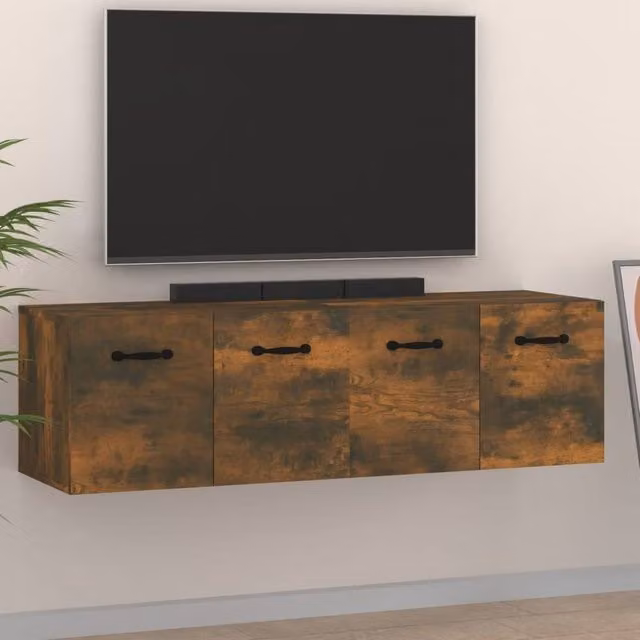 Berkfield Home Set of 2 Wall Mounted Cabinets in Smoked Oak Brown, W: 80 cm, D: 35 cm, H: 36.5 cm – 1