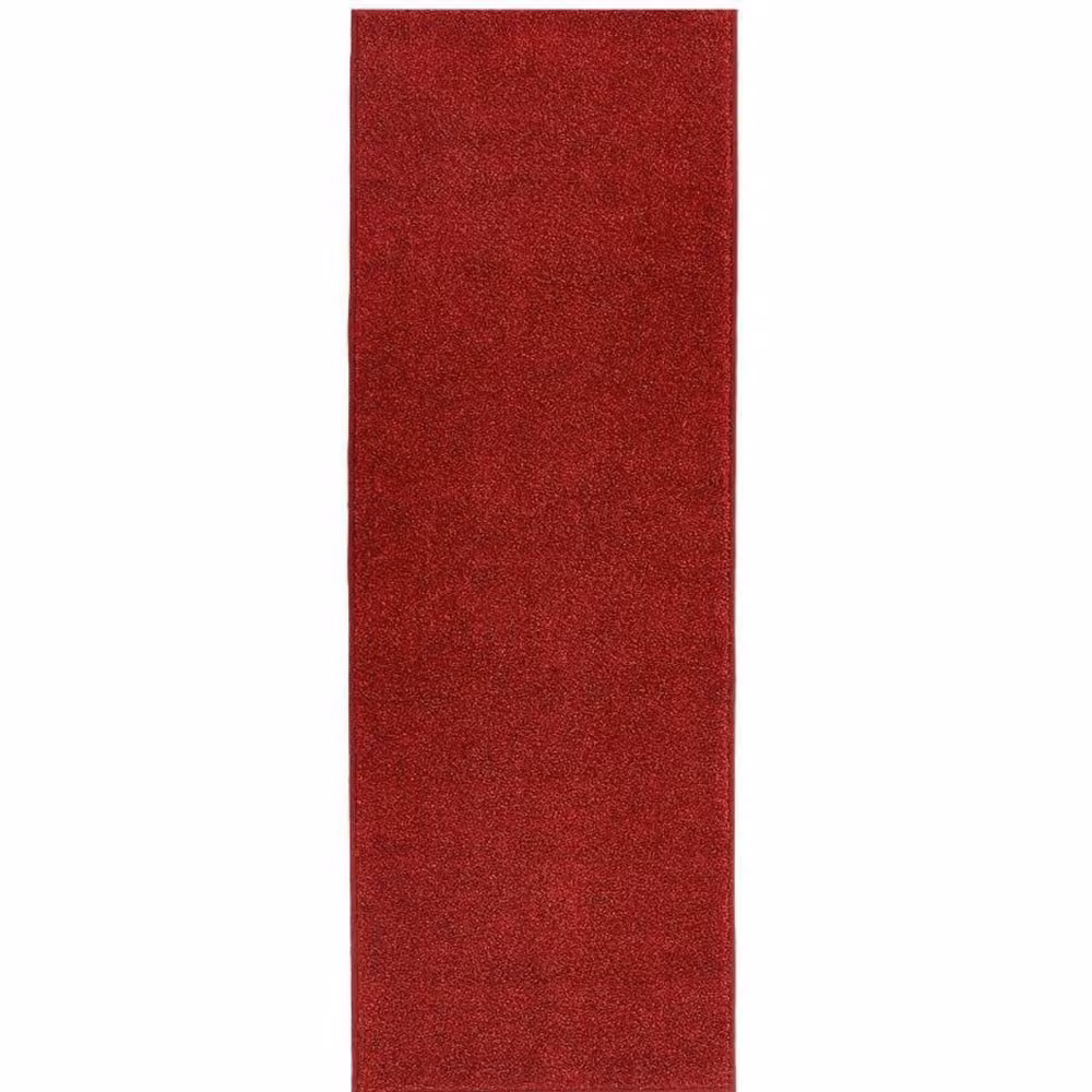 THE RUGS Modern Plain Velour Rug in Red and Brown, W/D: 80 x 400 cm – 4