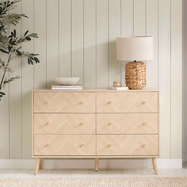 Birlea Herringford 6 Drawer Oak Brown Wooden Chest