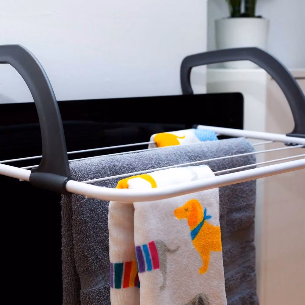 VOGREX White Folding Over Radiator Clothes Airer Made of Coated Steel – 2
