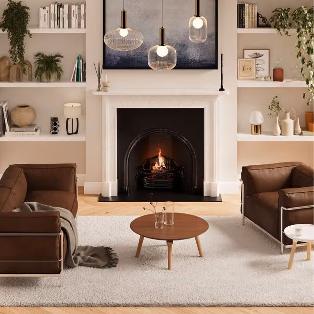 The Rug House Beige Round Shaggy Rug, Diameter: 190 cm