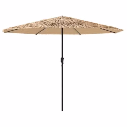 vidaXL Garden Parasol with LEDs and Steel Pole, Brown, W/D/H: 324 x 324 x 247 cm